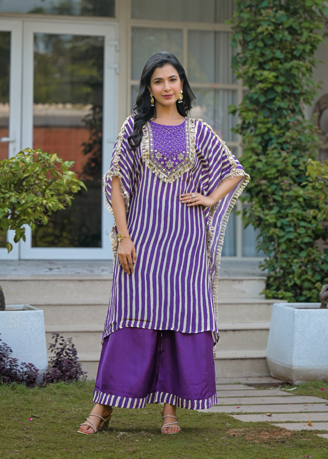 Kaftan Cotton Suit with Plazo