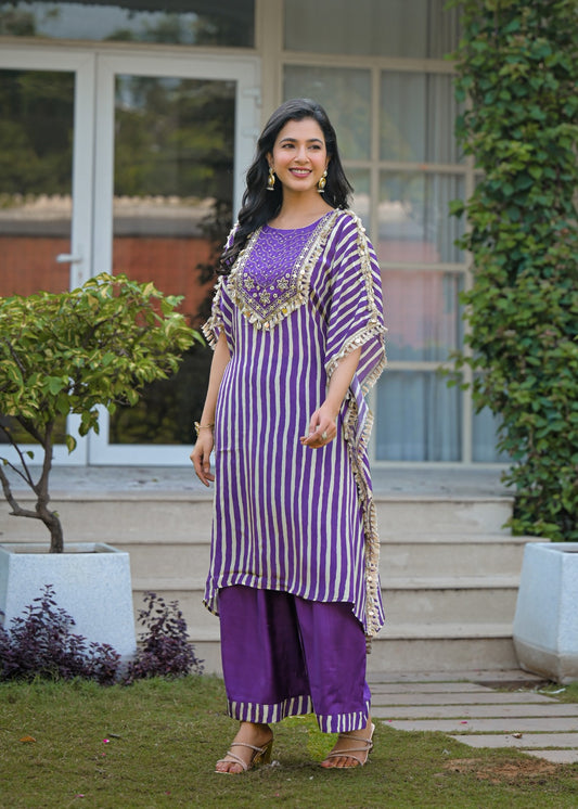Kaftan Cotton Suit with Plazo