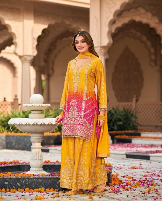 Kurti with Sharara and Chinon Dupatta