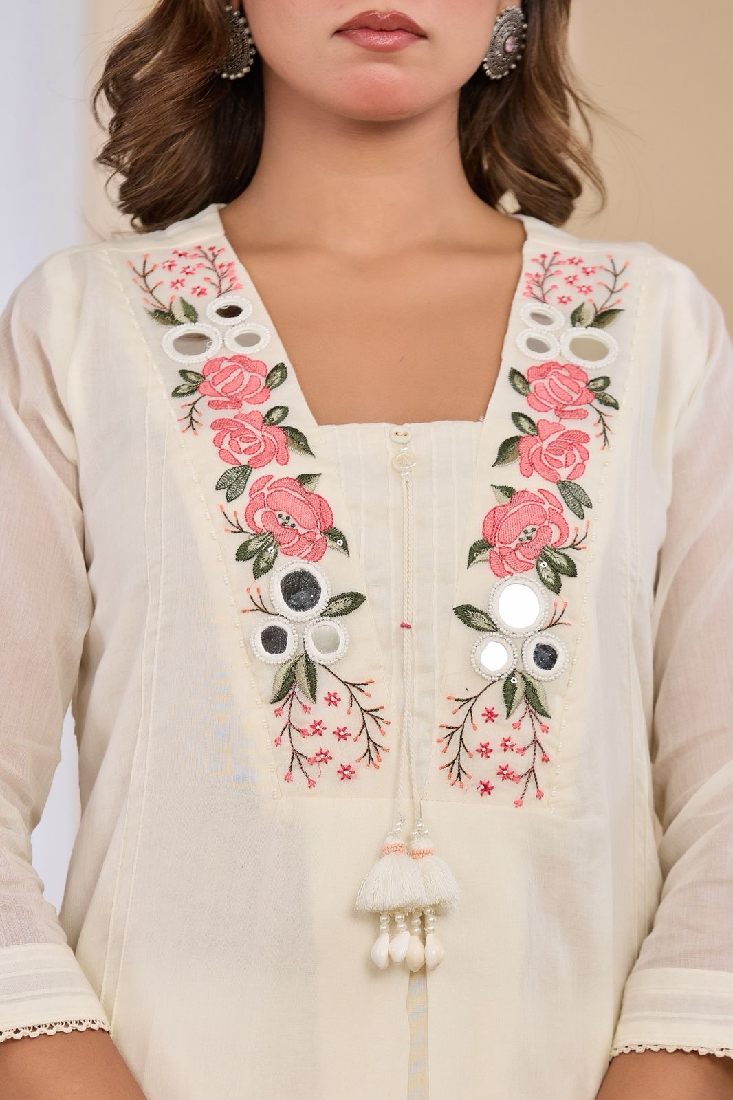 Malmal Cotton A-Line Suit Set with Dupatta & Pant