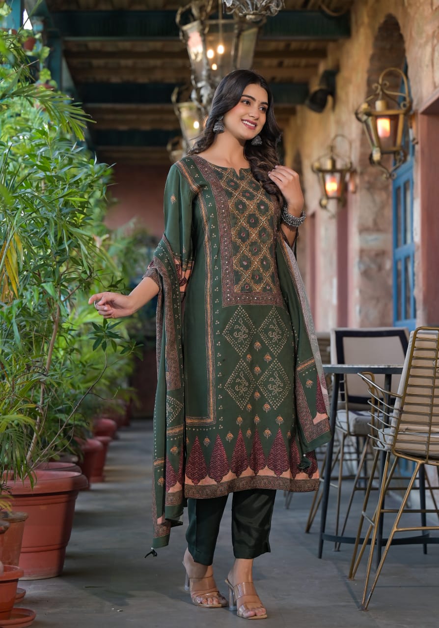 Muslin Suit with Muslin Dupatta and Pant