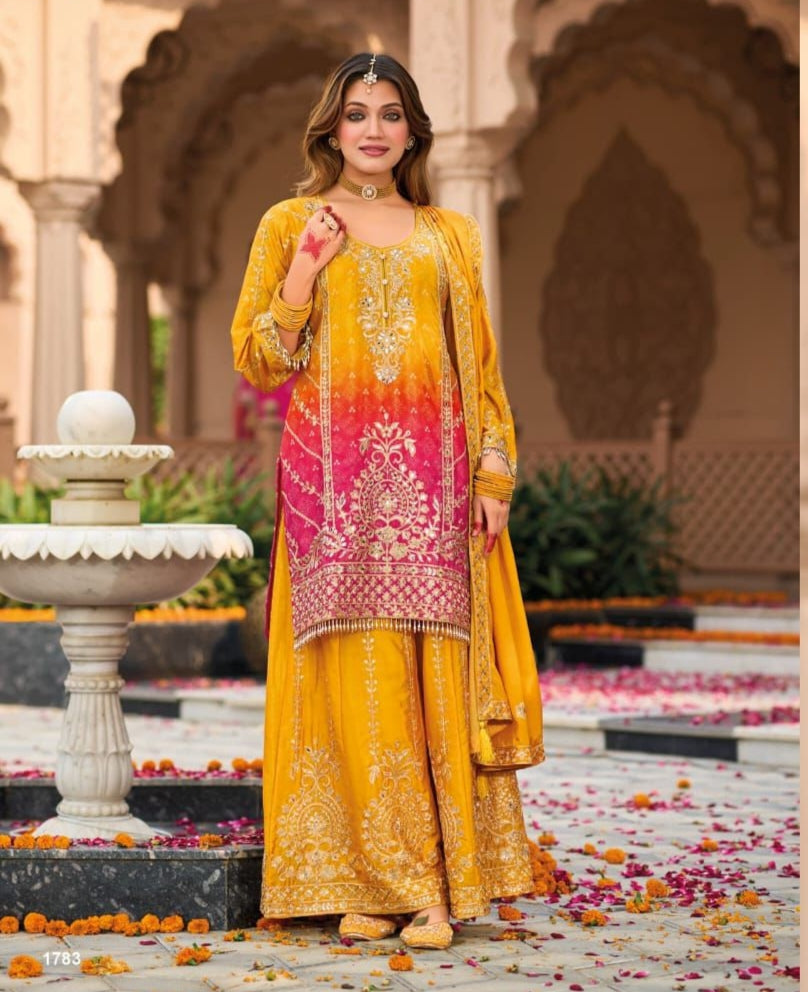Kurti with Sharara and Chinon Dupatta