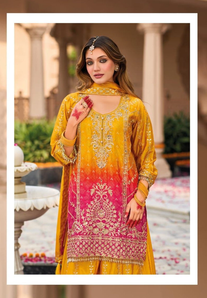 Kurti with Sharara and Chinon Dupatta