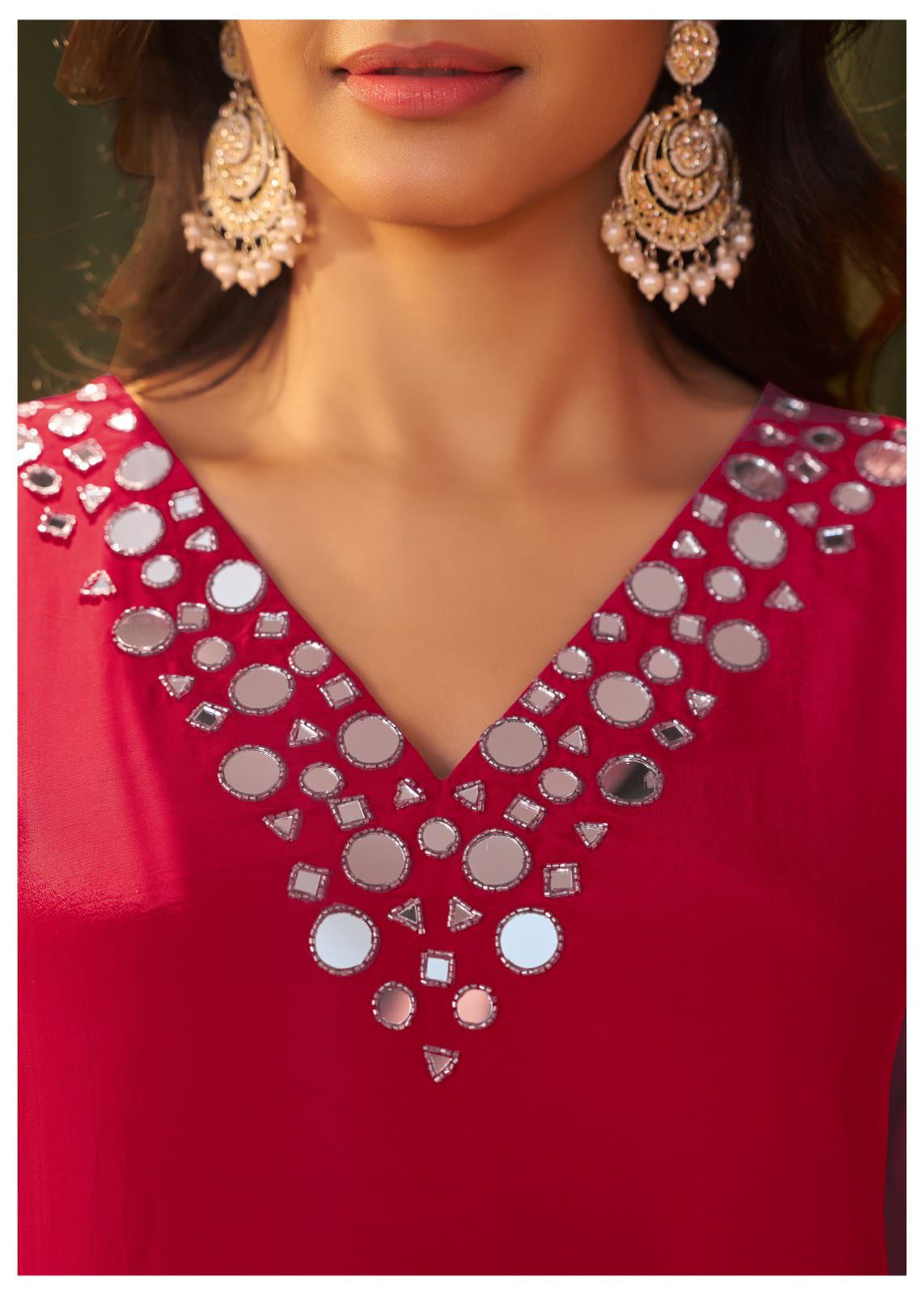 A-Line Crabe Silk Suit with Silk Dupatta and Pant